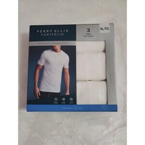 4 Pack Men's Perry Ellis Portfolio White Tank Tops Cotton Blend Size XL New